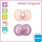 Mam Original: 2 chupetes con tetinas de silicona para bebés a partir de los 6 meses, en diversos diseños para niñas