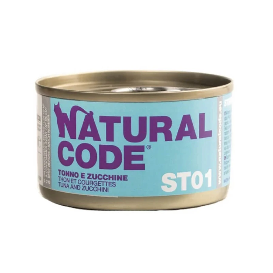 Natural Code St01 ton și dovlecei – hrană complementară pentru pisici sterilizate, 85 g