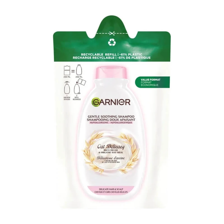 Garnier Soothing Shampoo for Sensitive Scalps with Oat Milk - 250 ml Refill