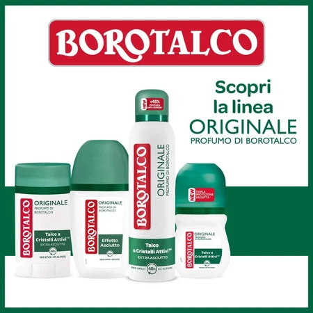 Original Borotalco Talcum Powder Scent - 48-Hour Roll-On Deodorant, 50 ml