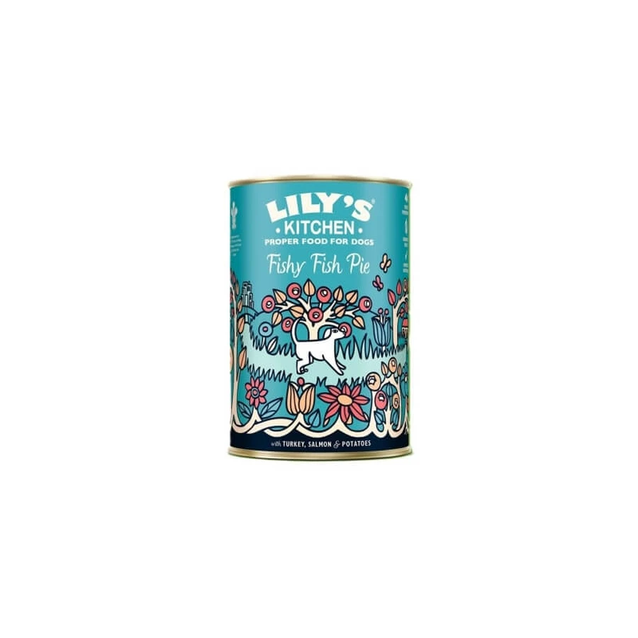 Lily's Kitchen Fishy Fish Pie met kalkoen, zalm en aardappelen – Compleet voer voor volwassen honden, 400 g