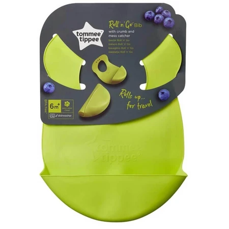Tommee Tippee Roll 'n' Go - Silicone Bib with Crumb Catcher Pocket, 6 months and up - Assorted Colors
