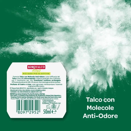 Borotalco Active mit Zedern- und Limettenduft – 48-Stunden-Deo-Roll-on, 50 ml