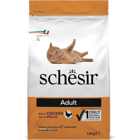 Schesir Adult Chicken Maintenance - Pienso completo para gatos adultos, 1,5 kg