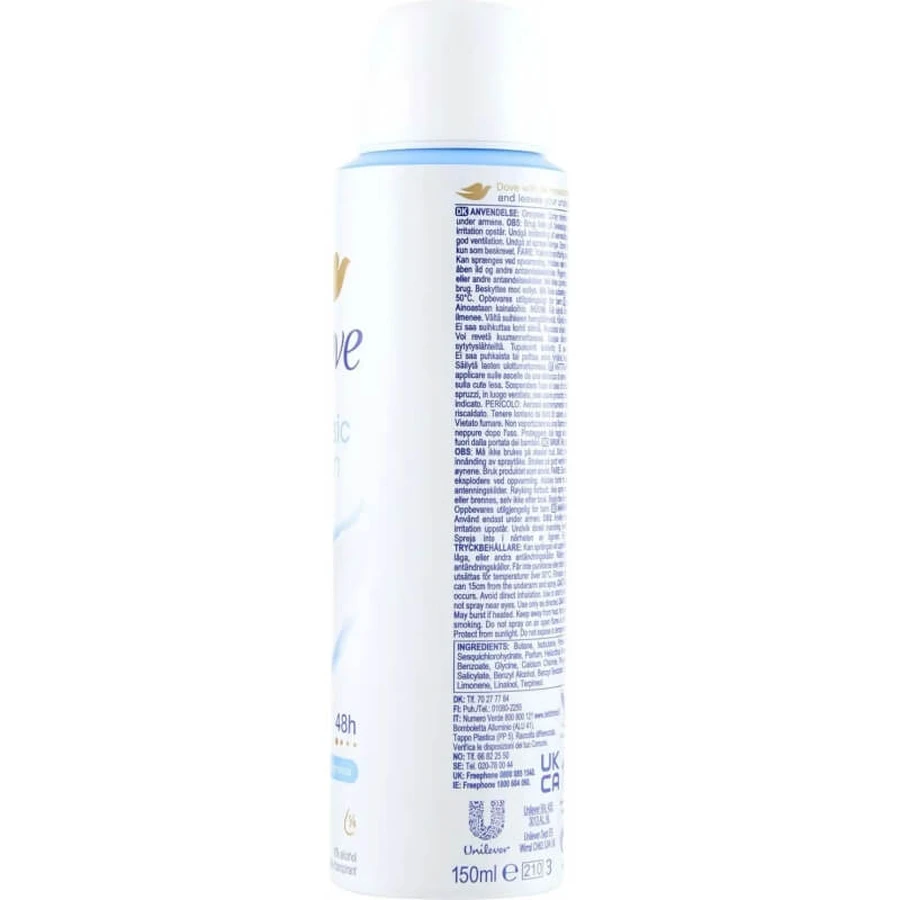 Dove Classic - Desodorante antitranspirante en spray de 48 horas, 150 ml