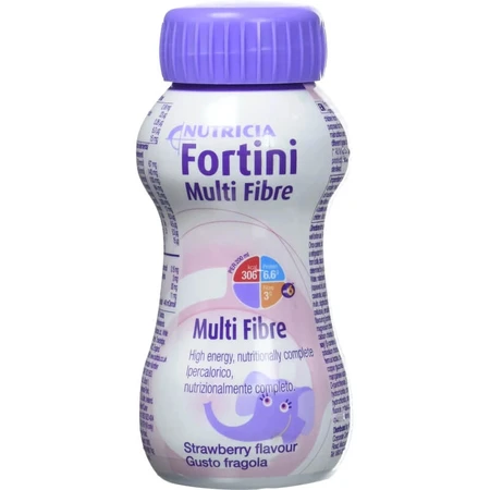 Complément alimentaire Nutricia Fortini Multi-Fiber, saveur fraise, 200 ml