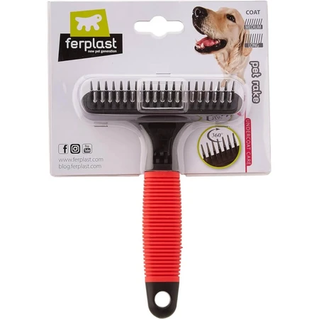 Ferplast Gro 5874 – Zweireihiger Kamm mit drehbaren Zinken für Hunde mit mittellangem und langem Fell