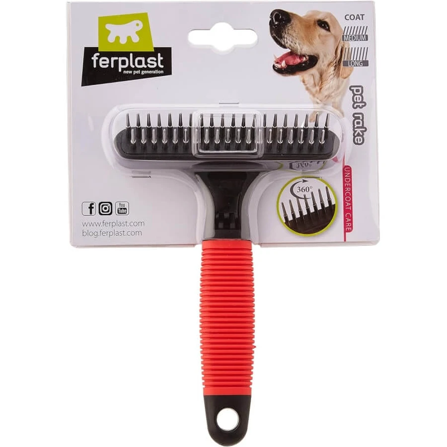 Ferplast Gro 5874 – Zweireihiger Kamm mit drehbaren Zinken für Hunde mit mittellangem und langem Fell