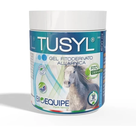 Bioequipe GmbH Tusyl – Pflanzliches Arnika-Gel zur Entspannung von Muskeln und Sehnen bei Sportpferden, 600 ml