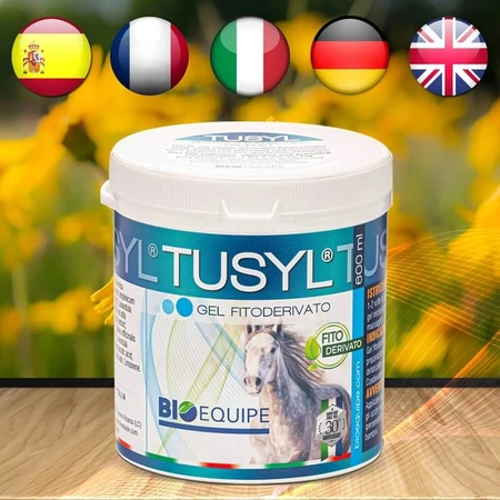 Bioequipe GmbH Tusyl – Pflanzliches Arnika-Gel zur Entspannung von Muskeln und Sehnen bei Sportpferden, 600 ml