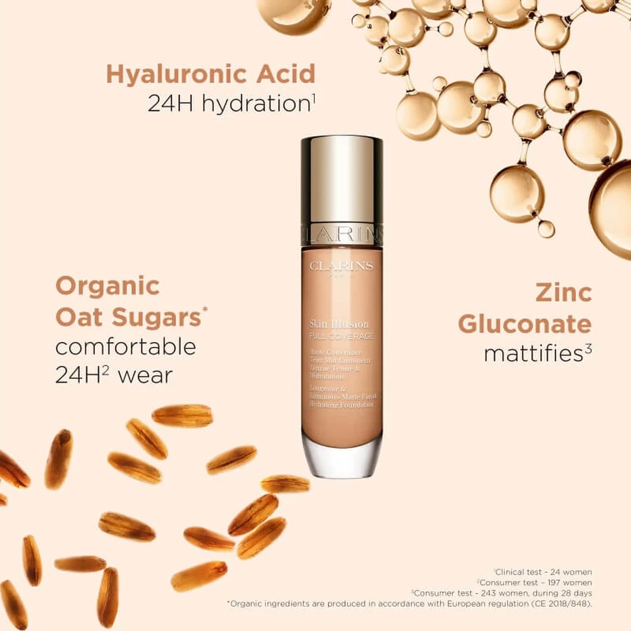 Clarins Skin Illusion Full Coverage - Luminous Matte Foundation - No. 107c