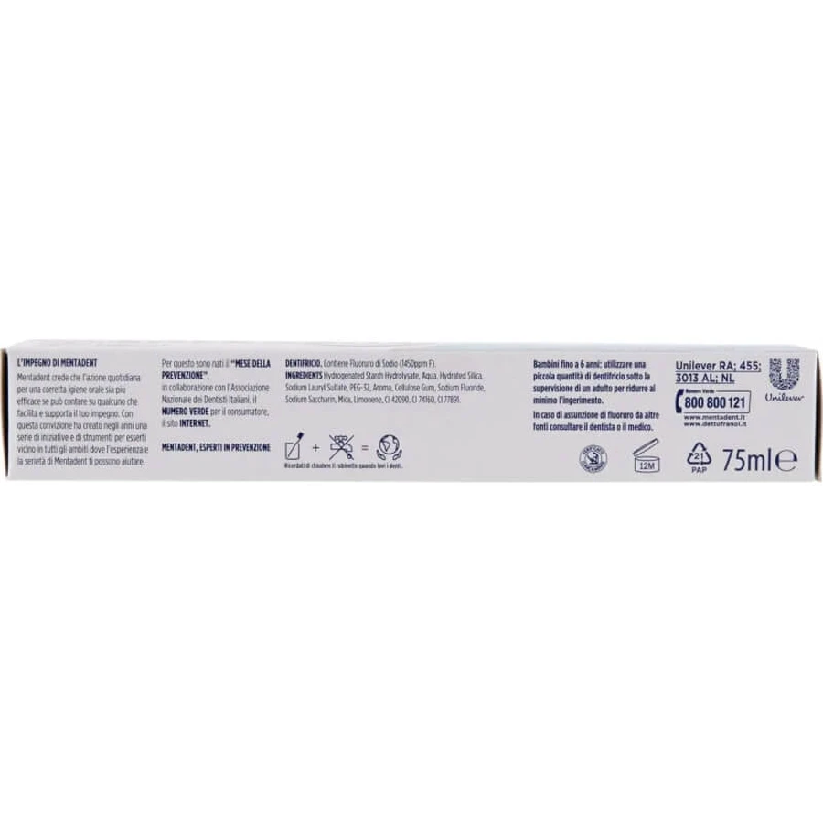 Mentadent Crystal Gel - Refreshing Whitening Toothpaste, 75 ml