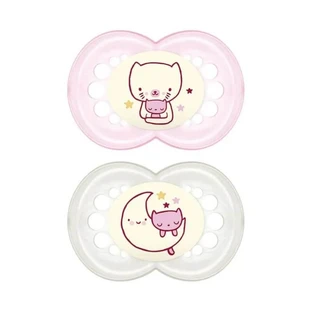 Mam Original Night - 2 tétines orthodontiques en silicone, à partir de 6 mois, rose