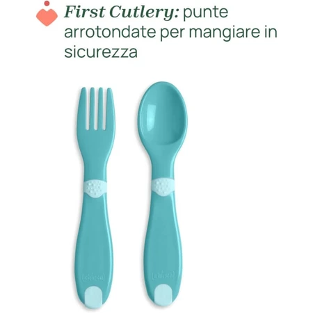 Ensemble complet pour la diversification alimentaire Chicco (à partir de 12 mois) - Kit comprenant un gobelet, un bol et une assiette plate antidérapante, couleur bleue
