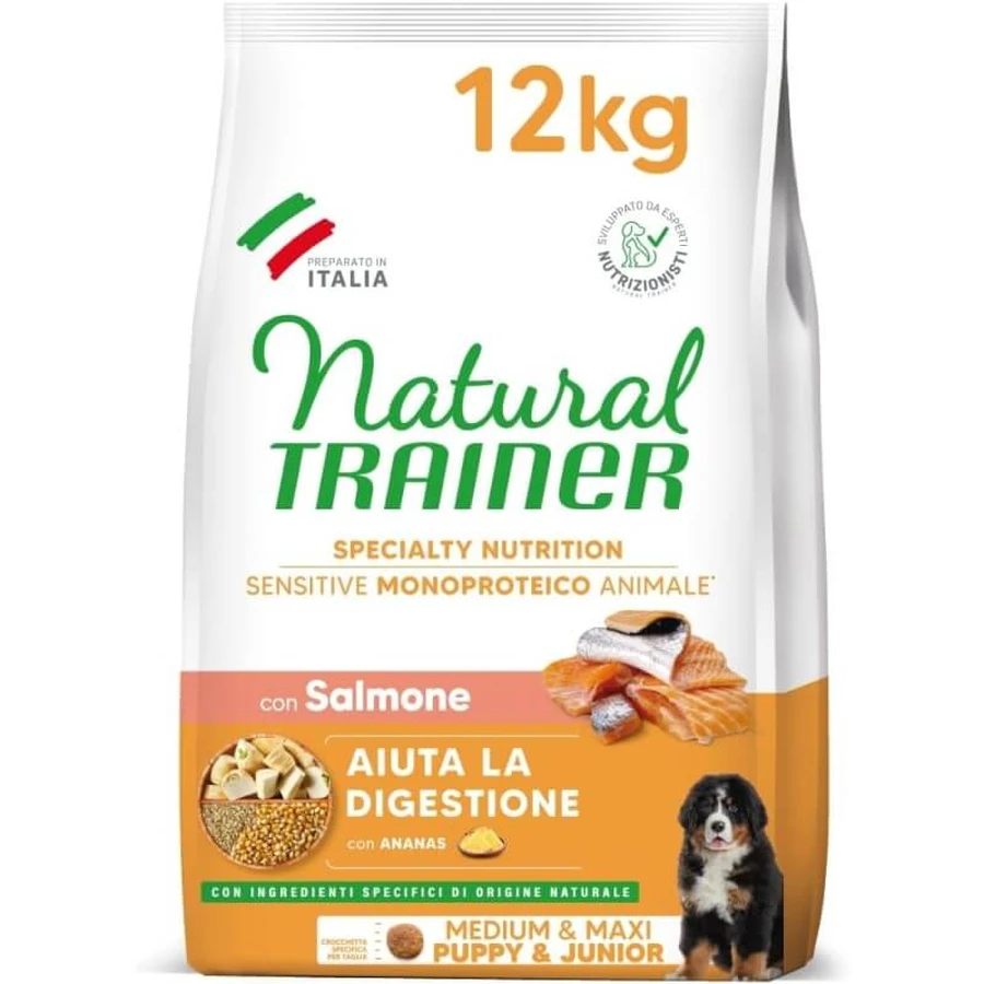 Natural Trainer Sensitive Glutenfrei Lachs – Alleinfuttermittel für Welpen mittlerer und großer Rassen, 12 kg