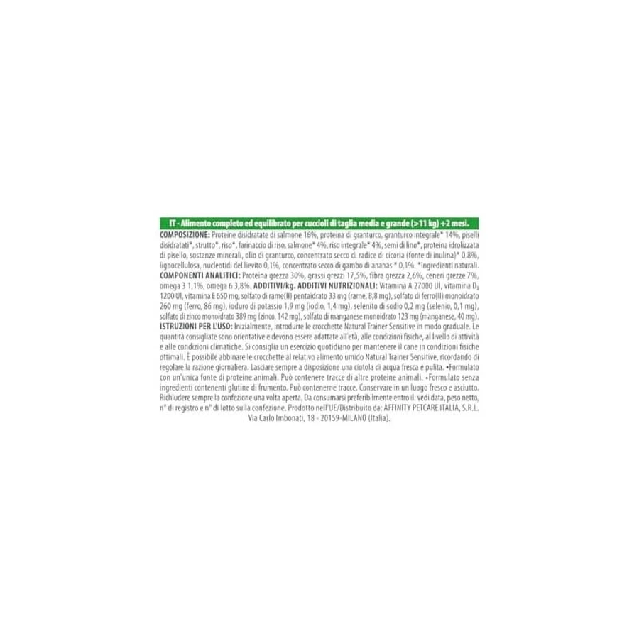 Natural Trainer Sensitive Glutenfrei Lachs – Alleinfuttermittel für Welpen mittlerer und großer Rassen, 12 kg