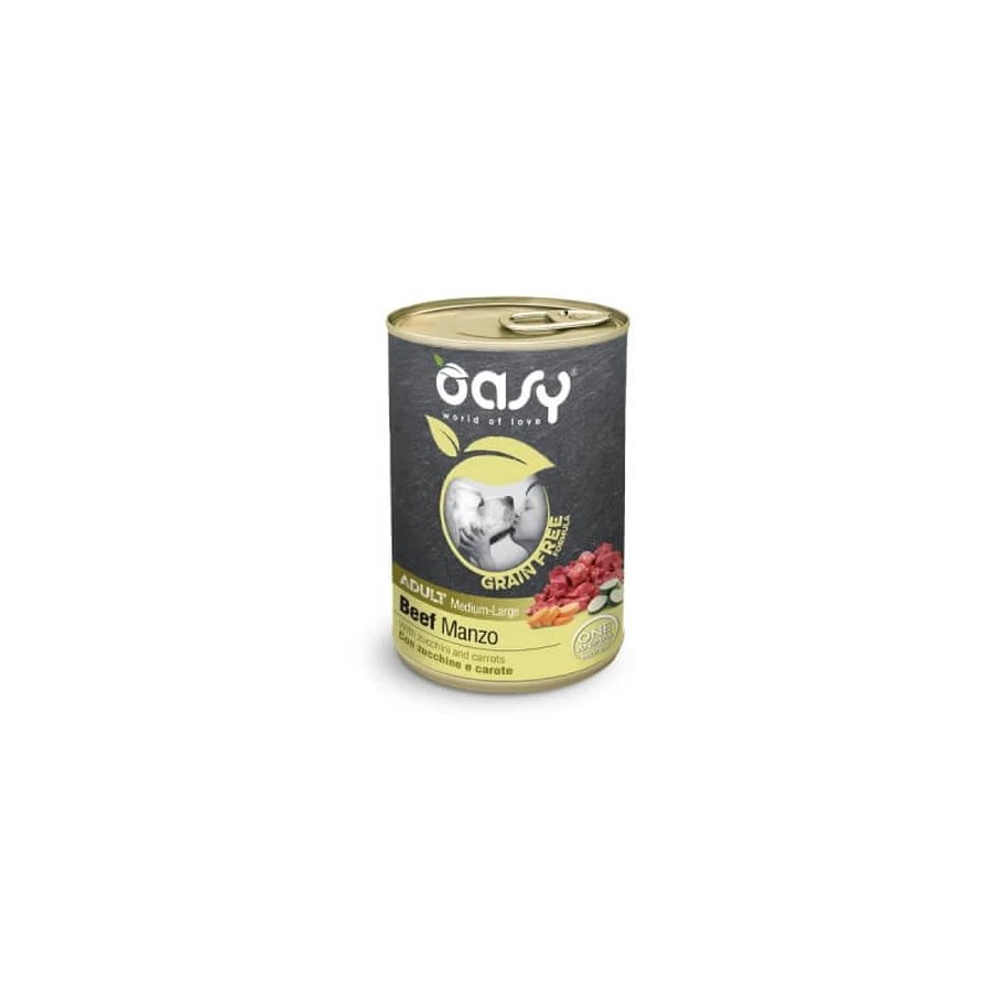 Oasy Grain-Free Dog Adult Medium-Large Beef - Wet Food for Adult Medium and Large Dogs, 400 g