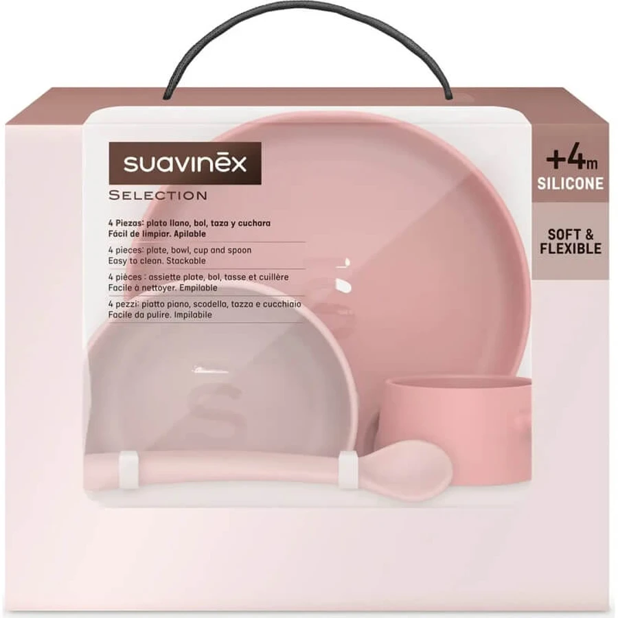 Suavinex Selection Color Essence 4m+ - Set de alimentación - Rosa