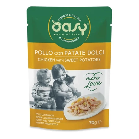 Oasy More Love Chicken with Sweet Potatoes - Complementary Food for Adult Cats, 70 g