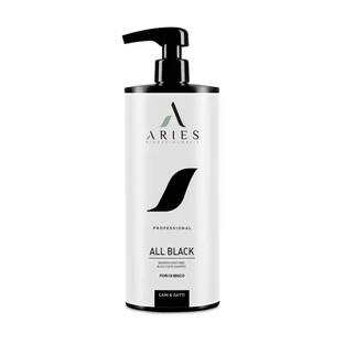 Aries Biopetcosmetic All Black - Champú orgánico profesional para perros y gatos de pelaje negro y oscuro, 1 L