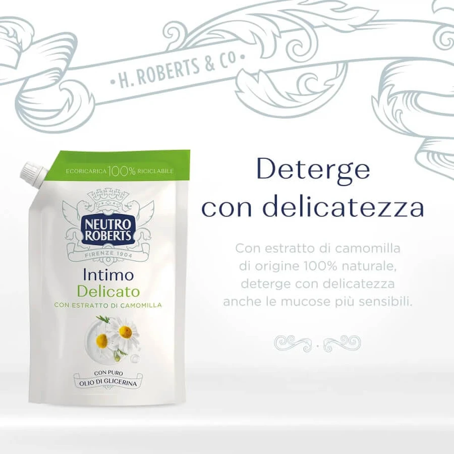 Neutro Roberts Delicato - Gel íntimo con extracto de manzanilla - Recambio de 400 ml