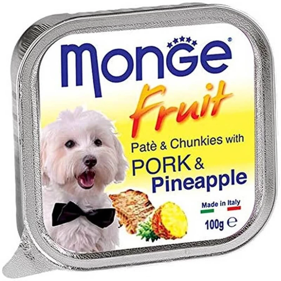 Monge Fruit Dog Porc et ananas - Aliment complet pour chiens adultes, 100 g