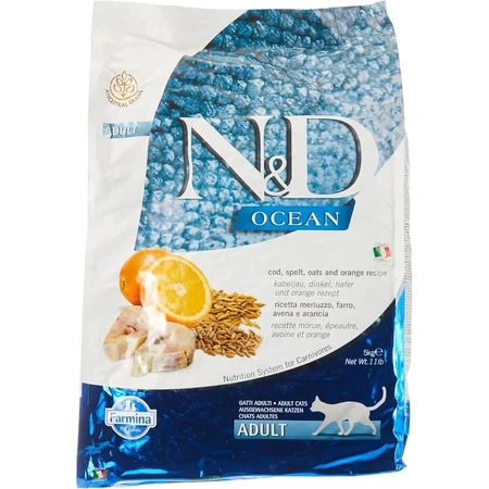 Farmina N&amp;d Ocean Adult met kabeljauw en sinaasappel - Compleet kattenvoer, 5 kg