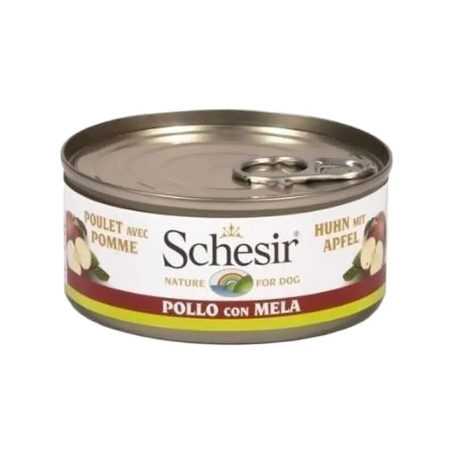 Schesir Dog : Lanières de poulet à la pomme - Nourriture humide pour chiens, 150 g