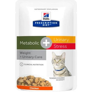 Hill’s Prescription Diet Metabolic + Urinary cu pui – hrană umedă pentru pisici, 85 g