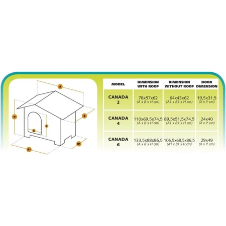 Ferplast Canada 2 – cușcă pentru câini de exterior din lemn, cu partea frontală rabatabilă, transformabilă în platformă, 60 x 38 x 54 cm