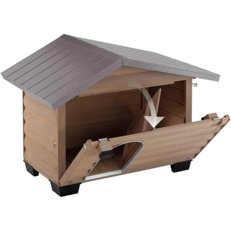 Ferplast Canada 2 – cușcă pentru câini de exterior din lemn, cu partea frontală rabatabilă, transformabilă în platformă, 60 x 38 x 54 cm