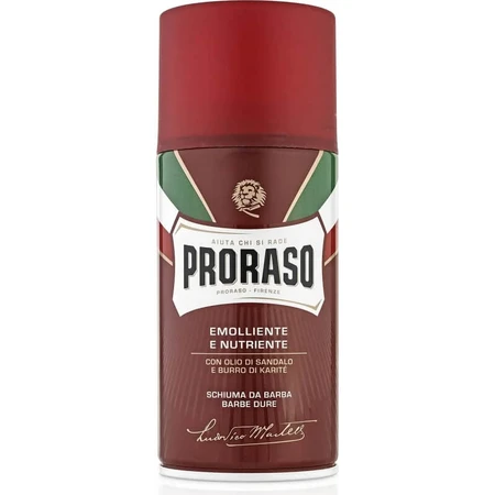Proraso Rasierschaum für groben Bartwuchs – macht den Bart weich und pflegt ihn, mit Sandelholzöl und Sheabutter, 400 ml