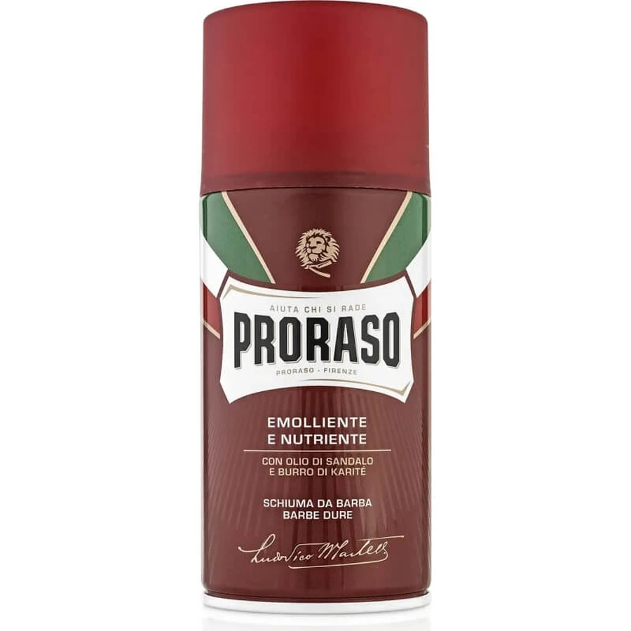 Proraso Rasierschaum für groben Bartwuchs – macht den Bart weich und pflegt ihn, mit Sandelholzöl und Sheabutter, 400 ml