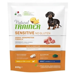 Natural Trainer Sensitive Glutenvrij Varkensvlees en Granen - Compleet voer voor volwassen honden van kleine rassen, 800 g