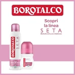 Borotalco Seta, cu parfum de talc și flori de trandafir – deodorant roll-on cu eficacitate de 48 de ore, 50 ml