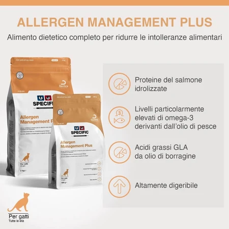 Dechra Specific Allergen Management Plus — Voeding voor katten met allergieën en spijsverteringsproblemen, 400 g