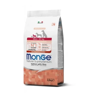 Monge Natural Superpremium Mini Puppy & Junior Zalm en Rijst - Droogvoer voor honden, 2,5 kg