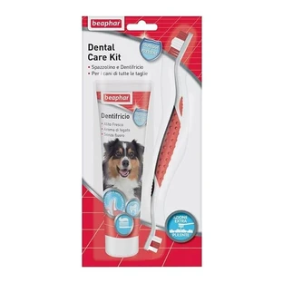Kit de cuidado dental Beaphar: pasta de dientes y cepillo de dientes para la higiene bucal canina, 100 g