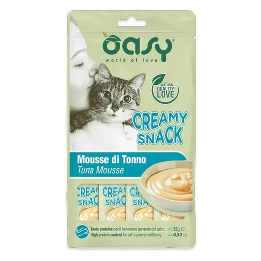 Oasy Creamy Snack - Tuna Mousse for Cats, 4 sticks, 15 g each