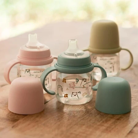 Suavinex My Family - Eerste babyfles met handvat en siliconen speen - Roze
