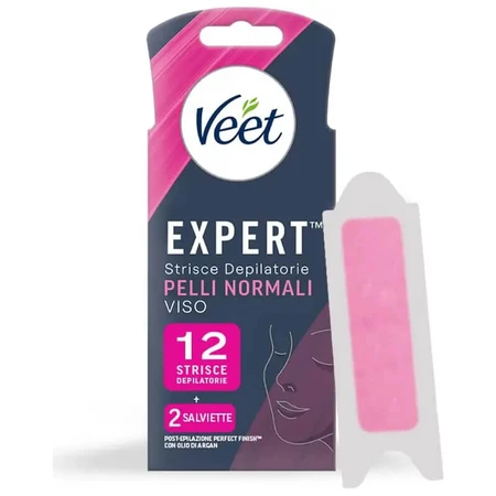 Veet Expert - 12 bandas depilatorias faciales para piel normal