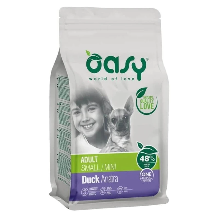 Oasy Grain-Free Dog Small-Mini Duck - Alimento completo para perros adultos de razas pequeñas, 2,5 kg