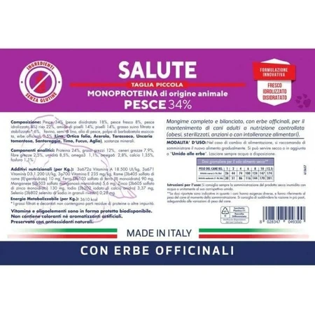 Vet Line Dog Health Fish – kompletna sucha karma dla dorosłych psów małych ras o kontrolowanej wartości odżywczej, 3 kg: ceny i cechy