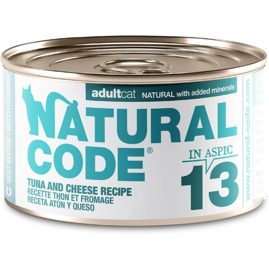 Natural Code 13 Tonijn en kaas - Compleet voer voor volwassen katten, 85 g