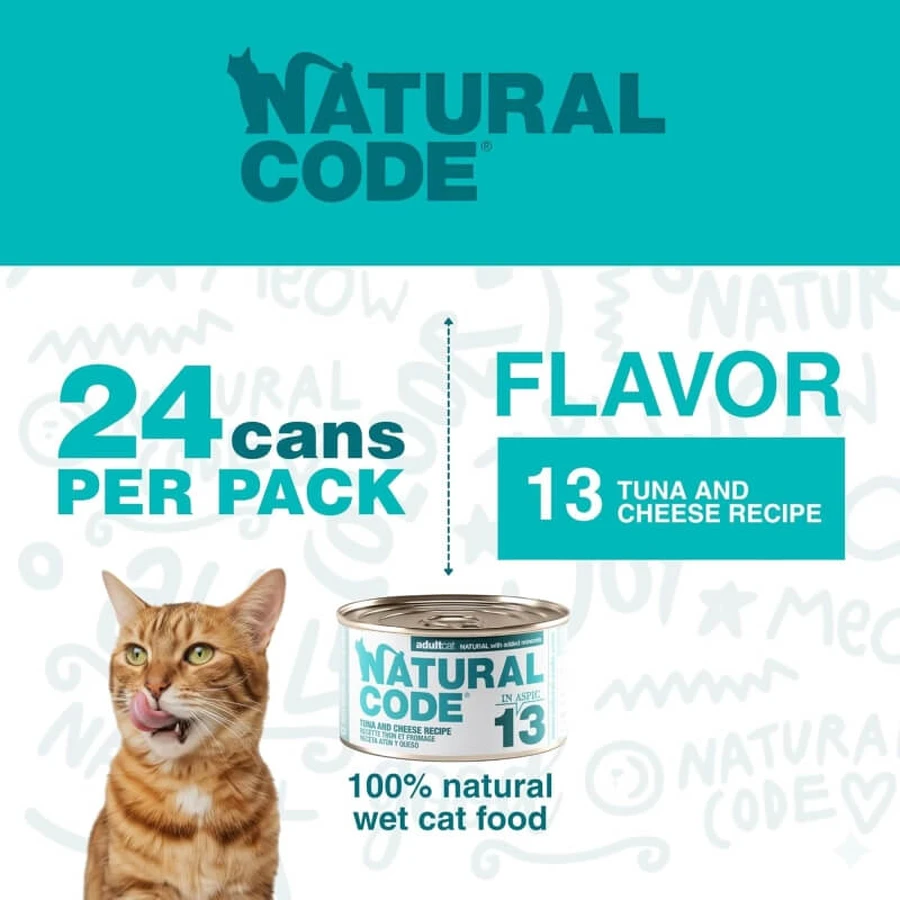 Natural Code 13 Tonijn en kaas - Compleet voer voor volwassen katten, 85 g