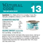 Natural Code 13 Tonijn en kaas - Compleet voer voor volwassen katten, 85 g