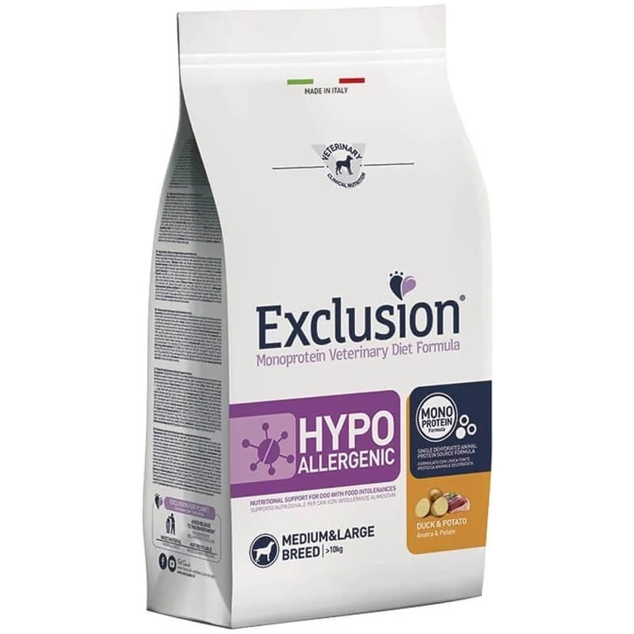 Exclusion Monoprotein Veterinary Diet Hypoallergenic Enten- und Kartoffel-Rezeptur – Hundefutter für mittelgroße und große Rassen, 12 kg