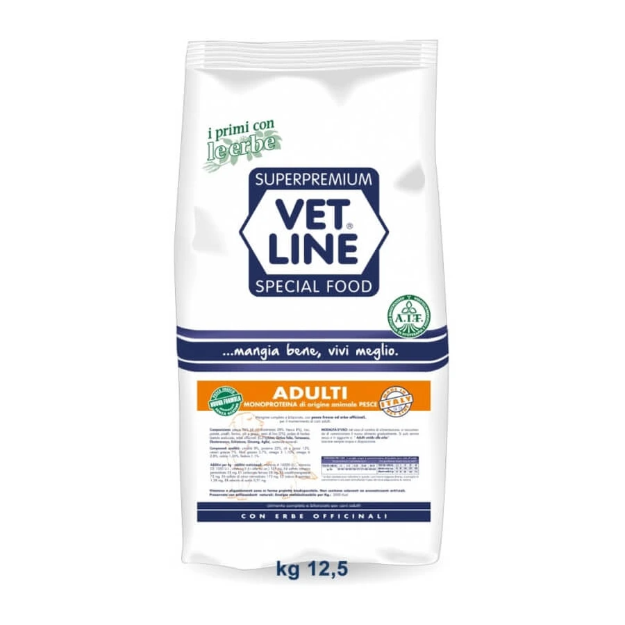 Vet Line Adult Fish Formula - Complete Dog Food, 12.5 kg