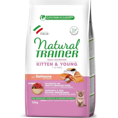 Natural Trainer Kitten &amp; Young mit Lachs – Alleinfuttermittel für Kätzchen sowie trächtige oder säugende Katzen, 1,5 kg