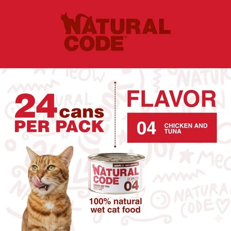 Natural Code 04 Kip en tonijn - Compleet voer voor volwassen katten, 85 g